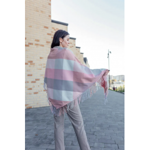 Велика рожева кашемірова хустка косинка в клітину CASHMERE. Photo 3